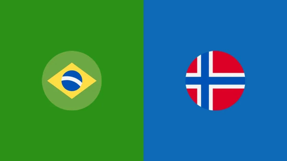 Flags of Brazil and Norway side by side
