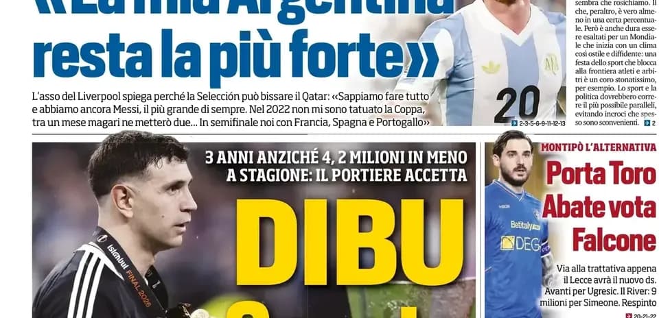 Football players and headlines about Argentina's team