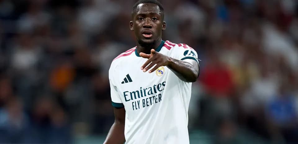 Player gesturing during match for Real Madrid