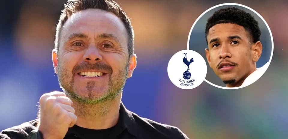 Manager celebrating with Tottenham Hotspur logo and player