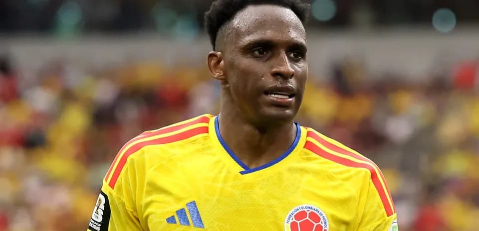 Player wearing Colombian national team jersey on field