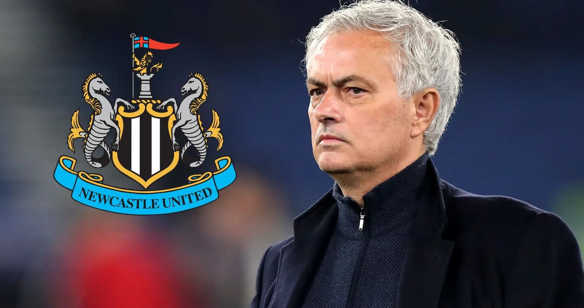 Coach standing with Newcastle United logo in background
