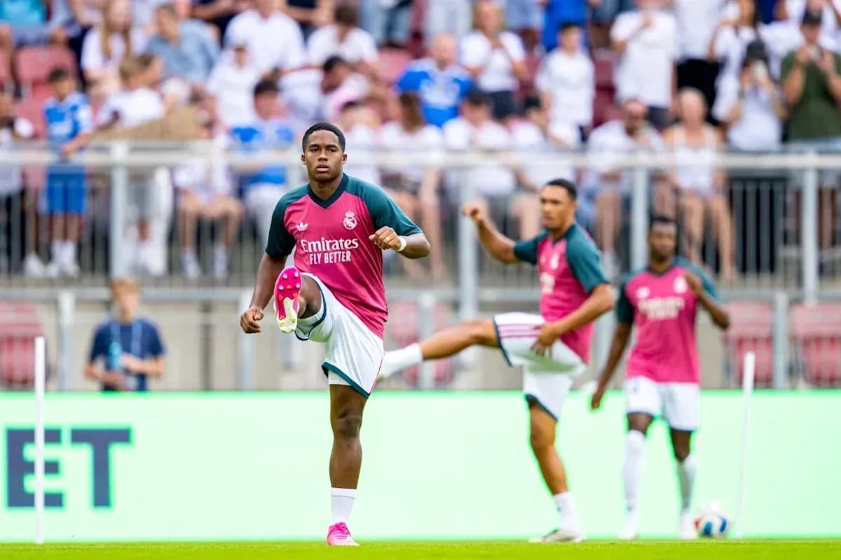 Real Madrid players warming up before match