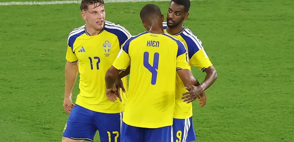 Swedish players celebrating during a match