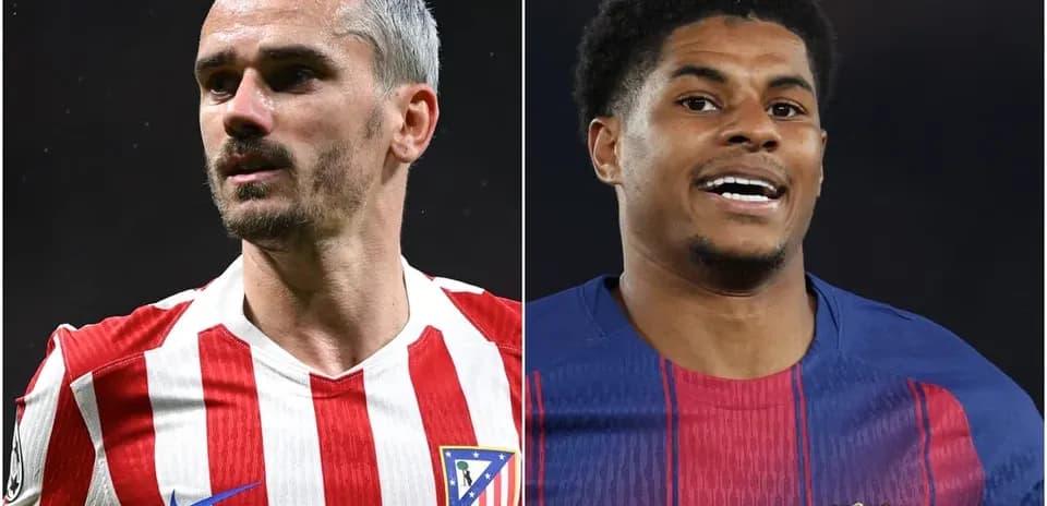 Antoine Griezmann and Marcus Rashford in team jerseys