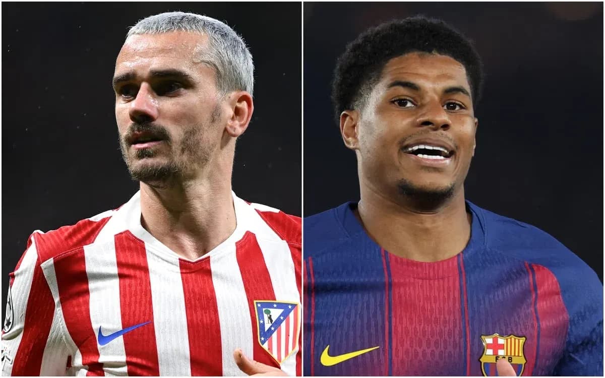 Antoine Griezmann and Marcus Rashford in team jerseys