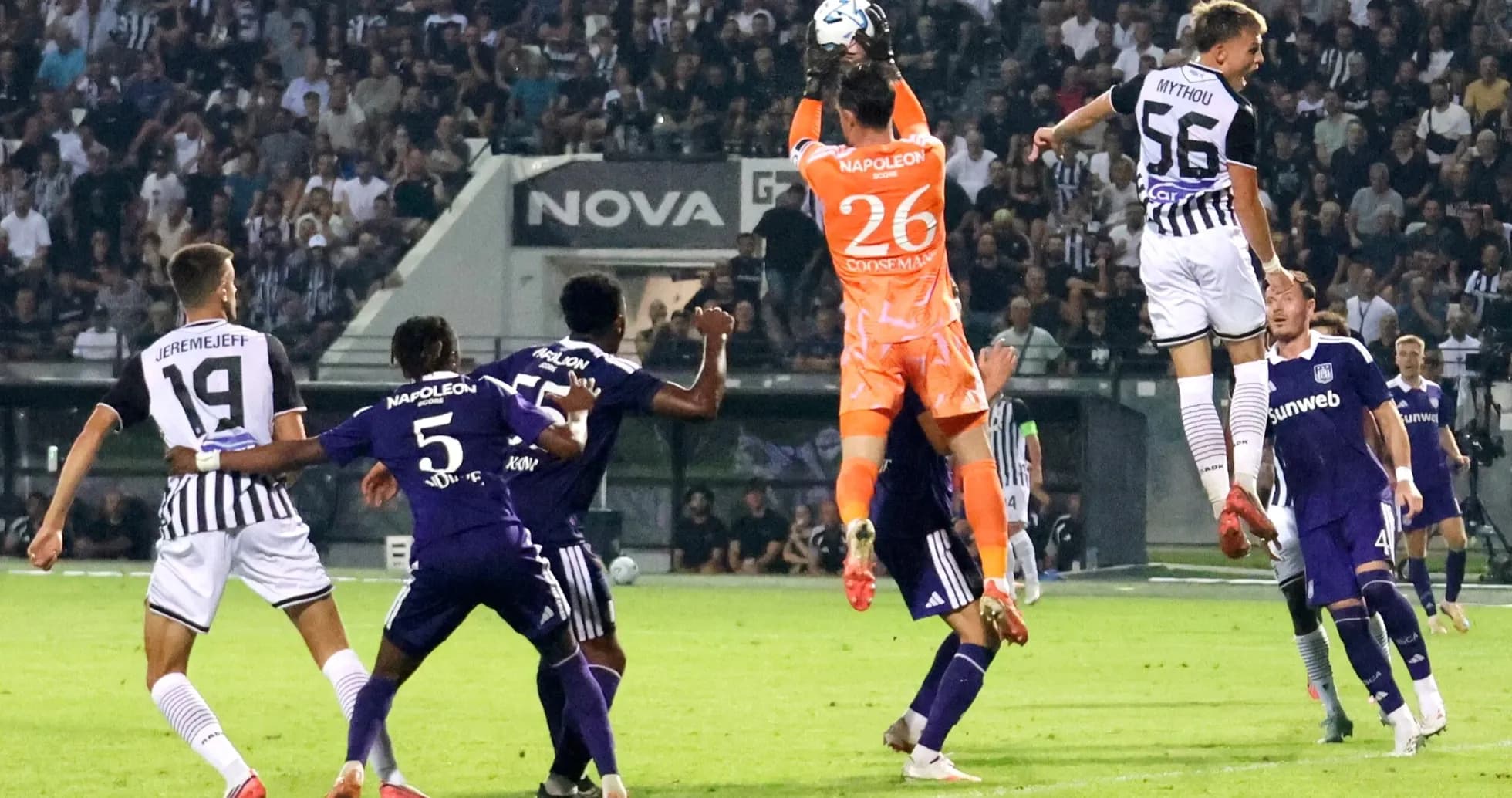 PAOK goalkeeper catching the ball during match