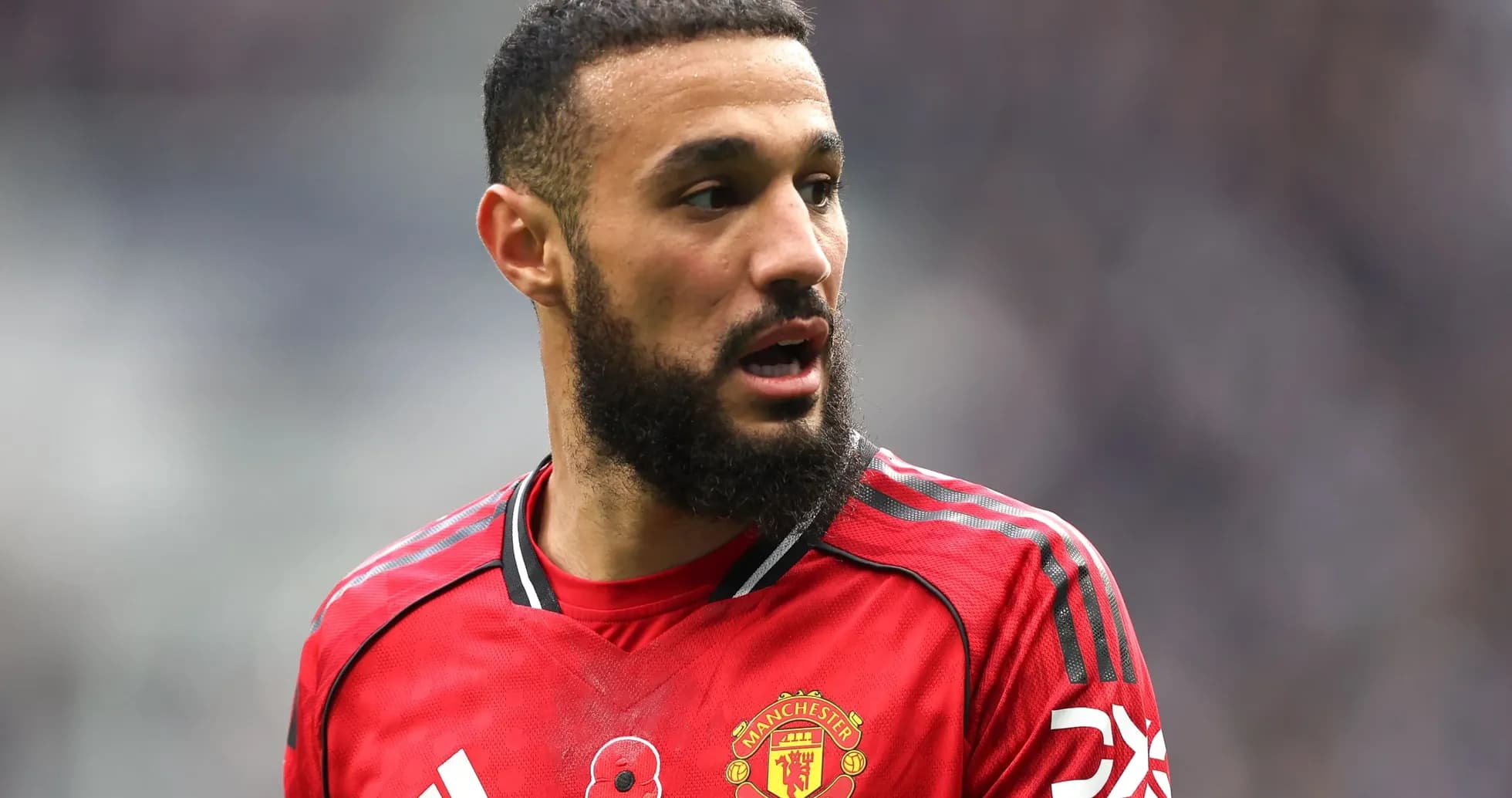 Player in Manchester United jersey during match