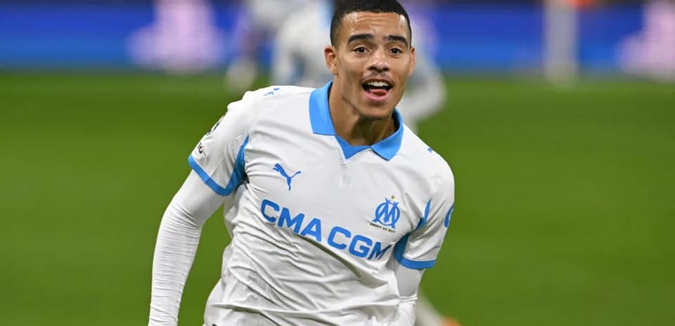 Player celebrating a goal for Marseille during match