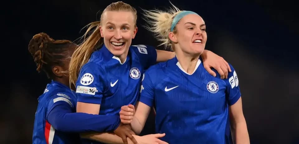 Chelsea W players celebrating a goal