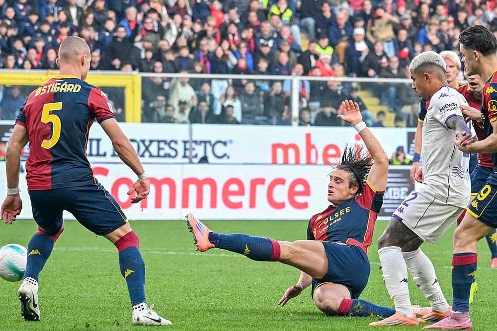 Genoa player falls during Fiorentina match