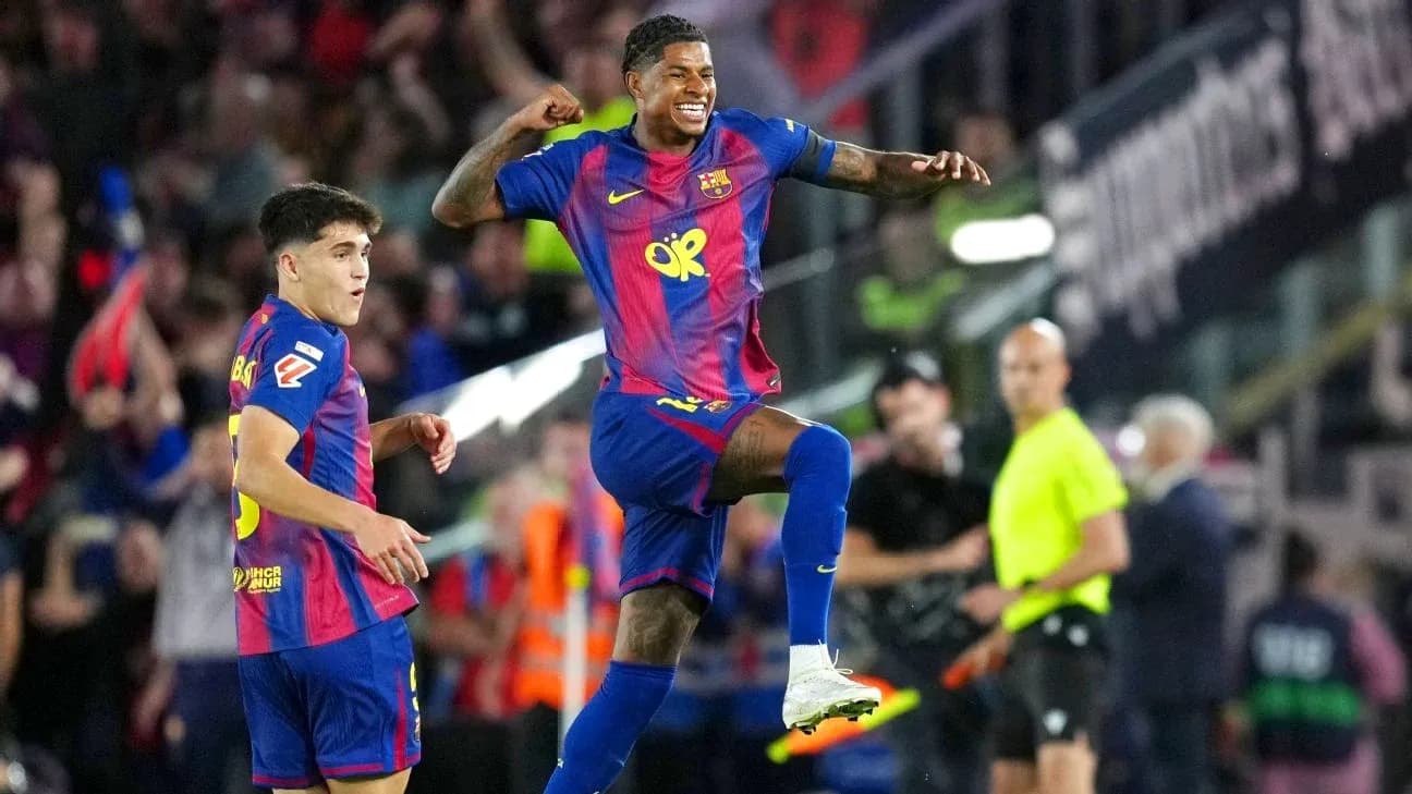 Barcelona players celebrating a goal during match
