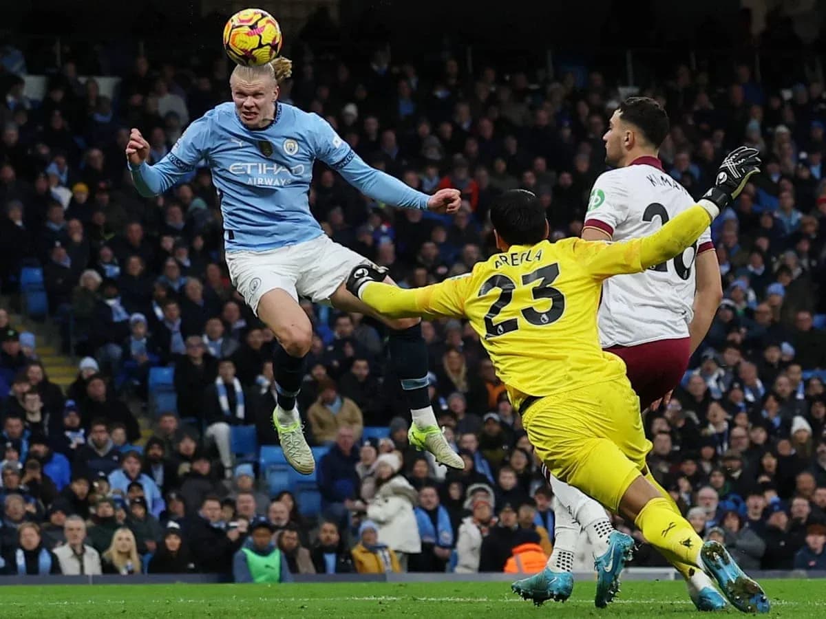 Erling Haaland in action against West Ham.