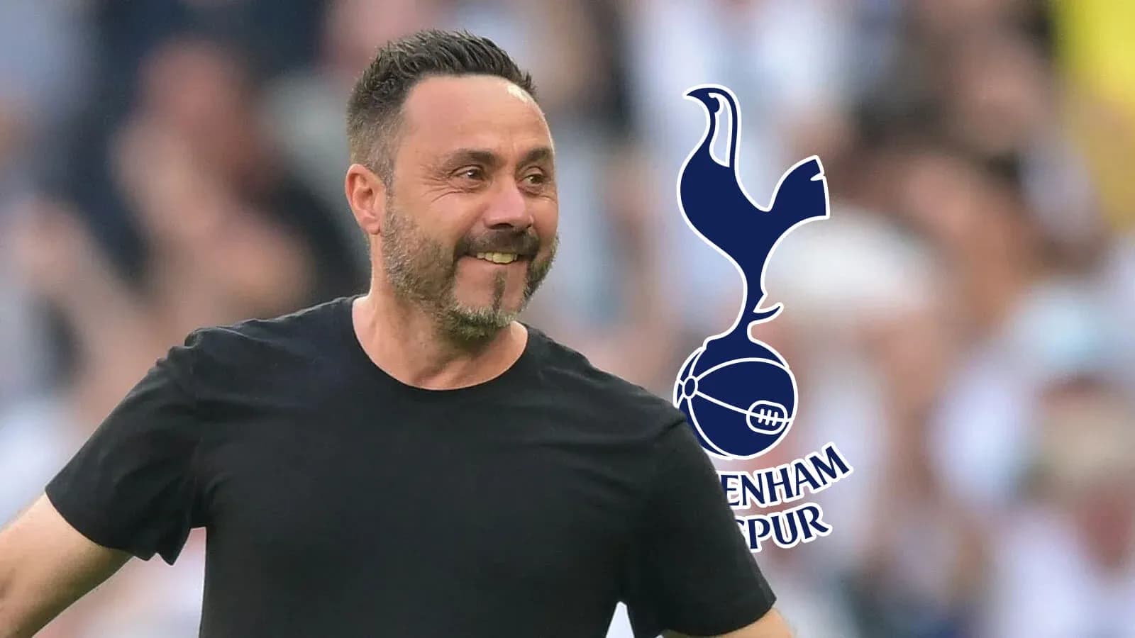 Manager celebrating with Tottenham Hotspur logo