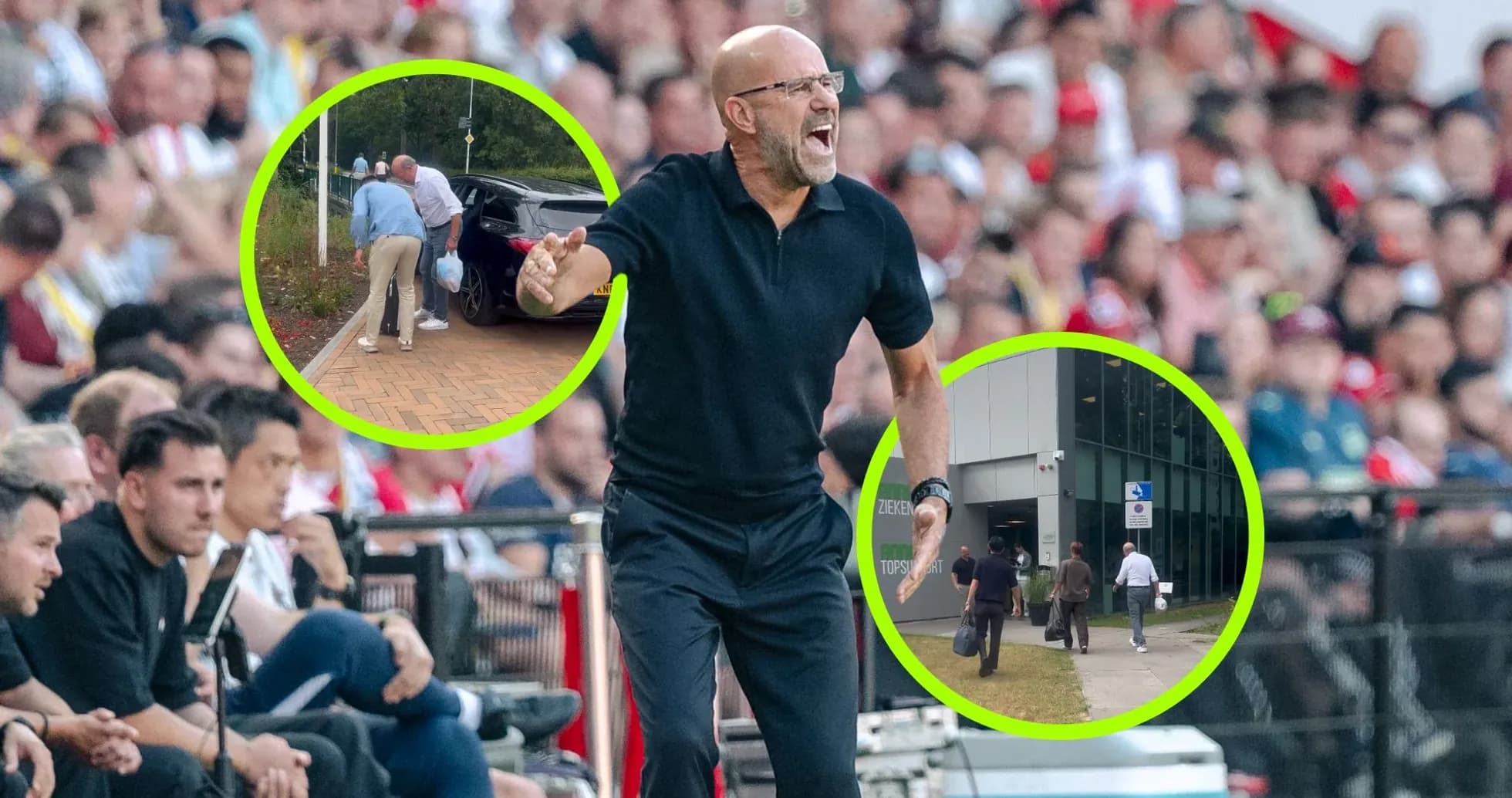 Coach gesturing on the sidelines during match