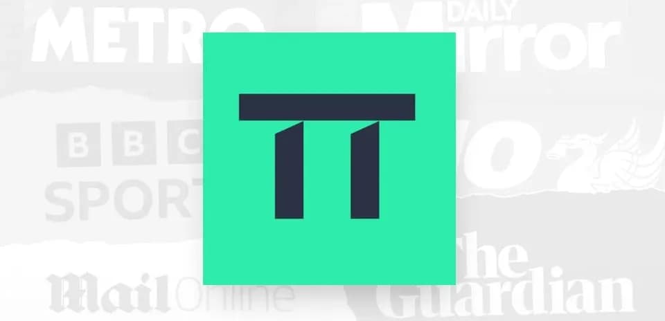 Logo of a sports news platform on a background