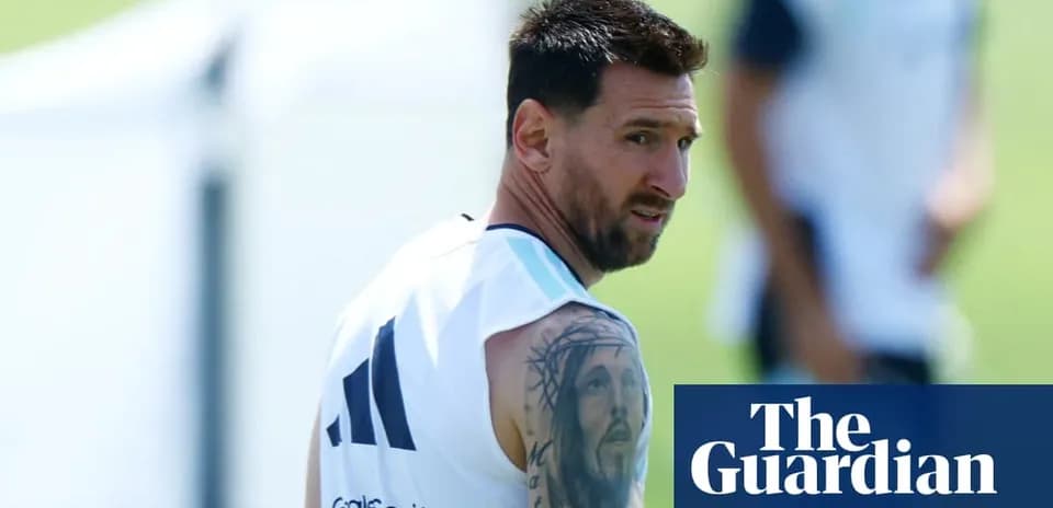 Lionel Messi training with teammates outdoors