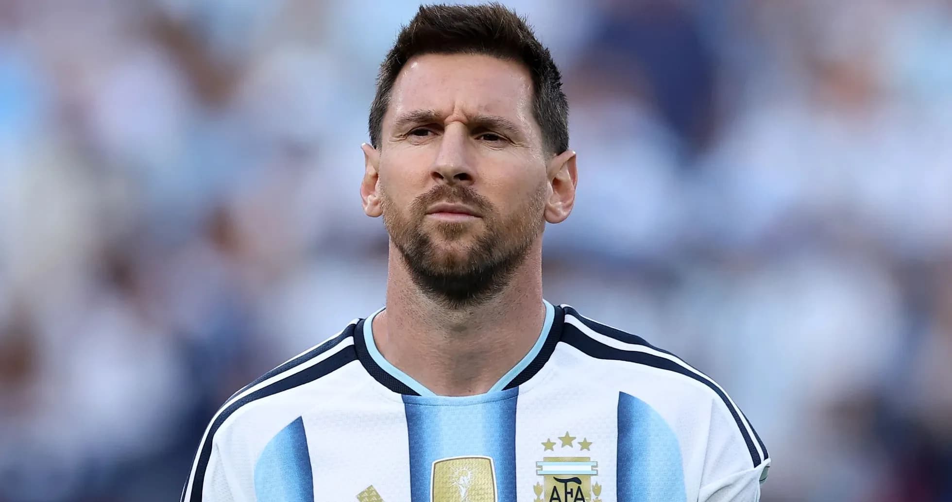 Lionel Messi wearing Argentina jersey during match
