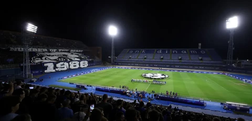 Dinamo Zagreb fans display banner before match