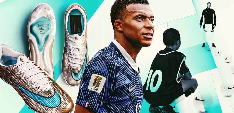 Kylian Mbappé promoting new soccer cleats and training
