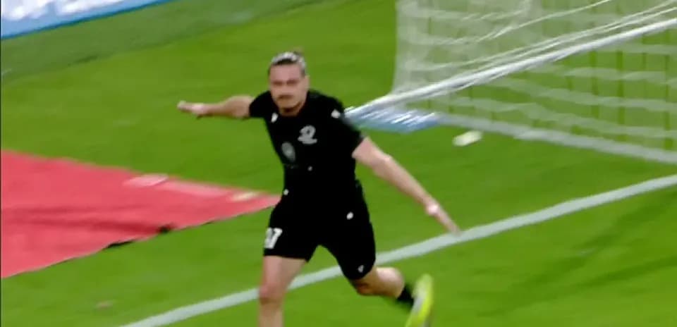 Player celebrating goal in UEFA Europa League match