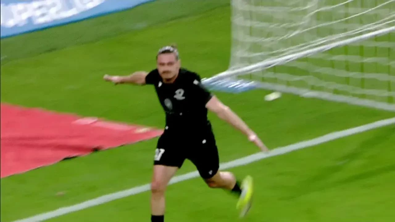 Player celebrating goal in UEFA Europa League match