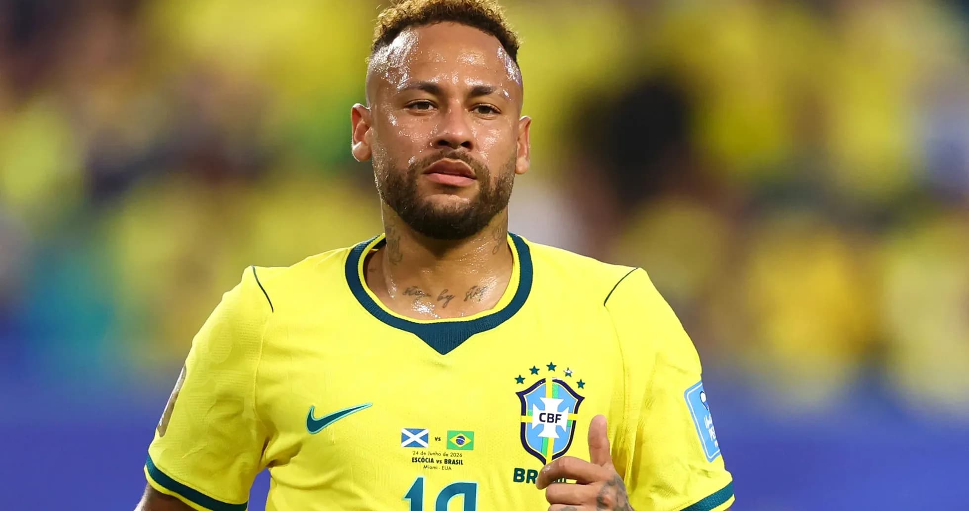 Neymar in Brazil jersey during a match