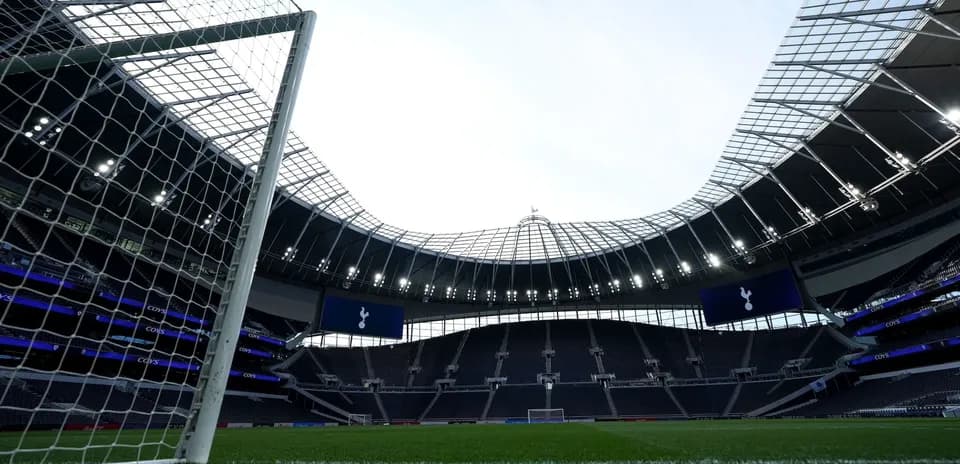View of Tottenham Hotspur Stadium from goalpost