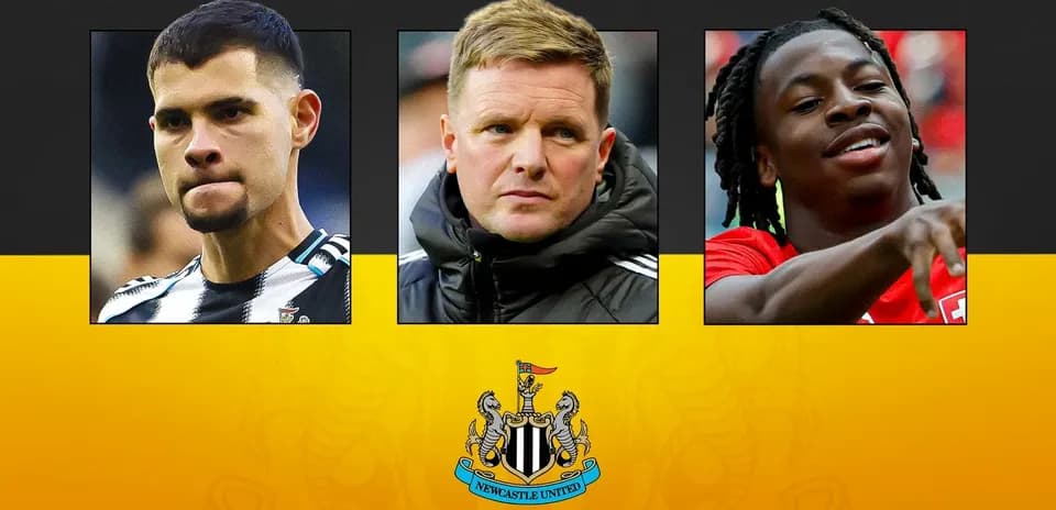 Three Newcastle United players and manager in montage