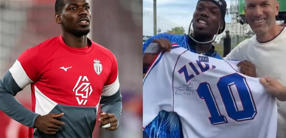 Player training in Monaco kit, holding signed jersey