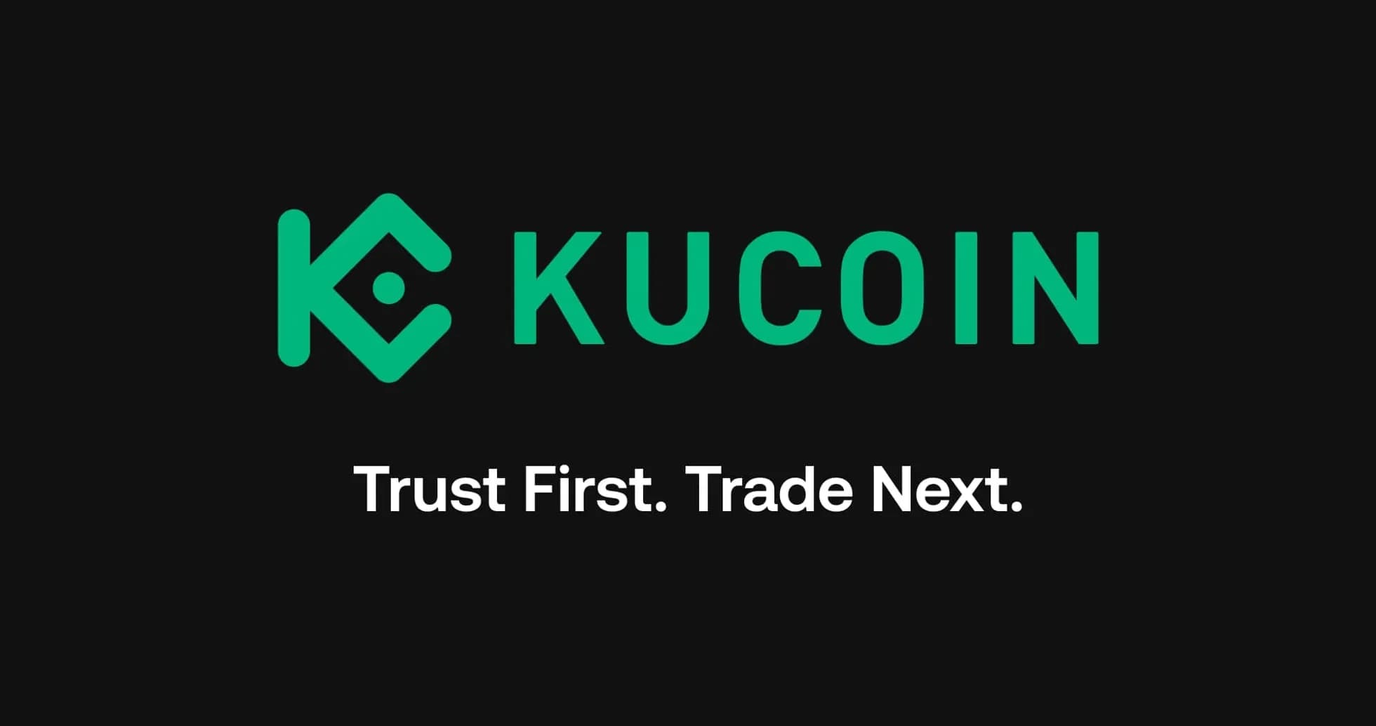 KuCoin logo with tagline on black background