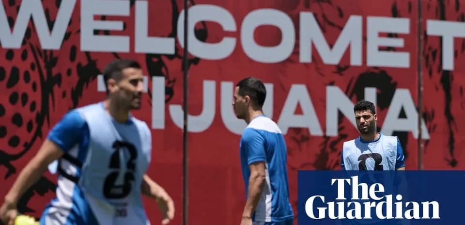 Players training in front of welcome banner