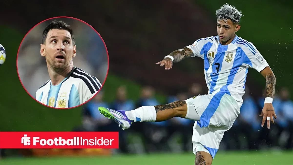 Argentinian player kicking ball during match action