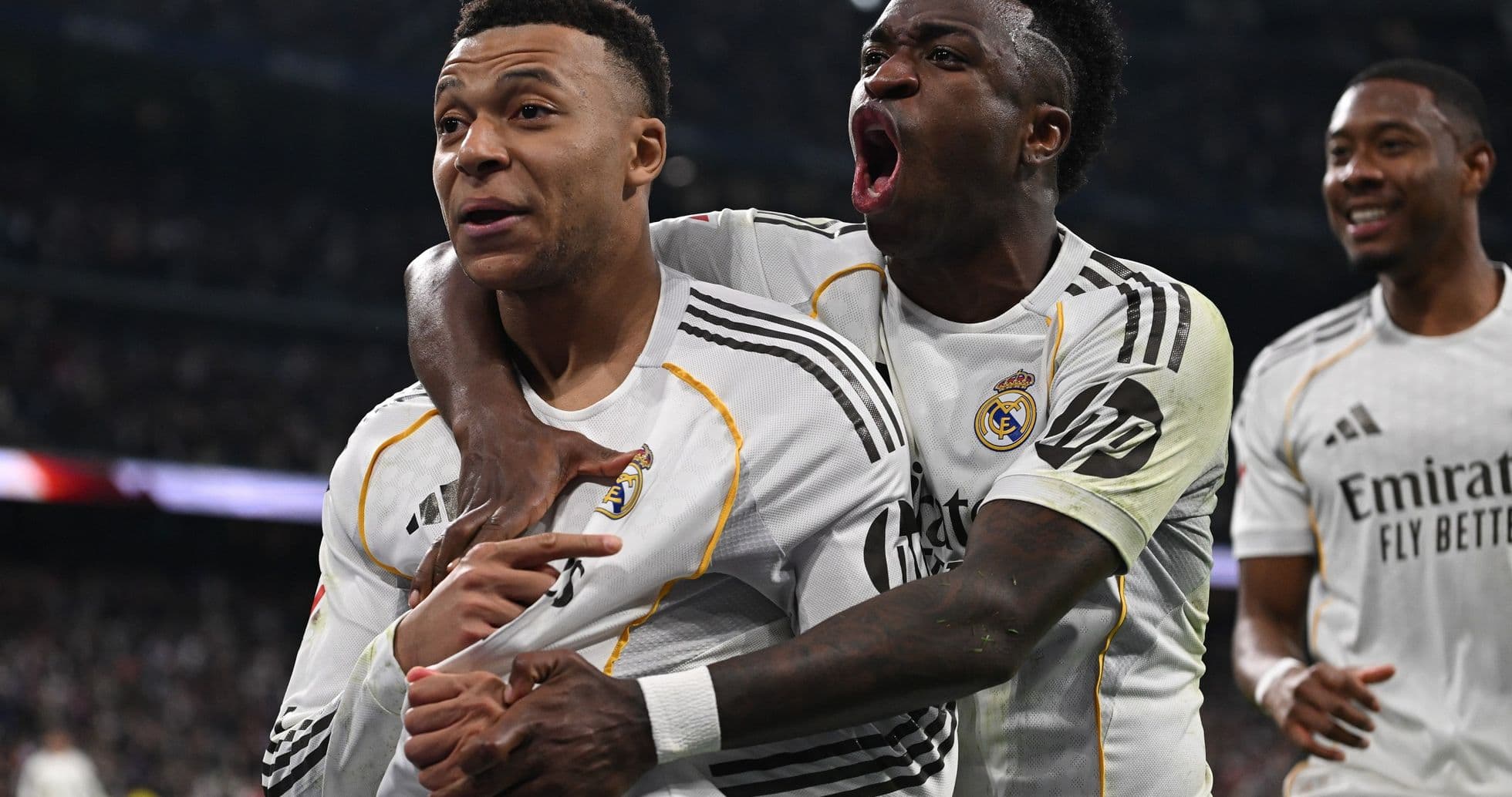 Real Madrid players celebrating a goal