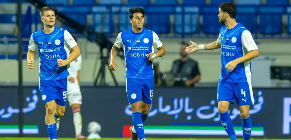 Players celebrating during Al Nasr U23 match