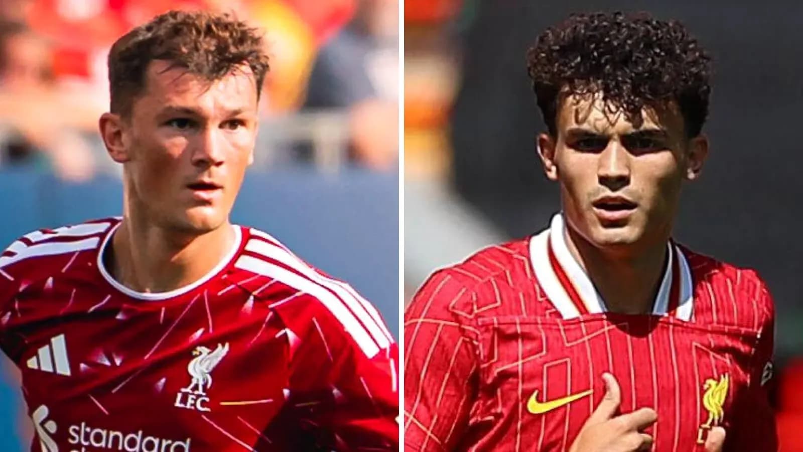 Two Liverpool players in red kits during match