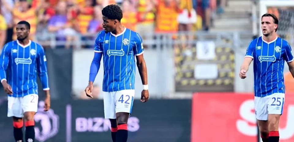 Rangers players during UEFA Europa League match