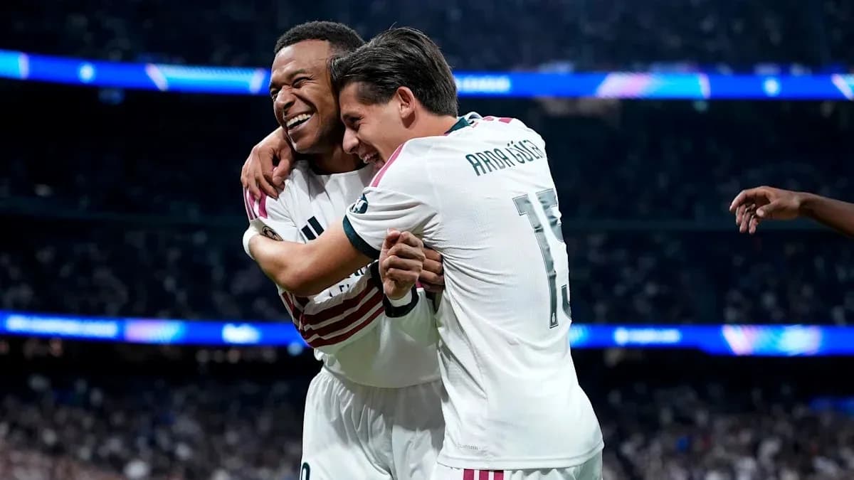 Real Madrid players celebrating a goal