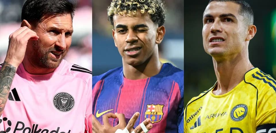 Three football players posing for the camera