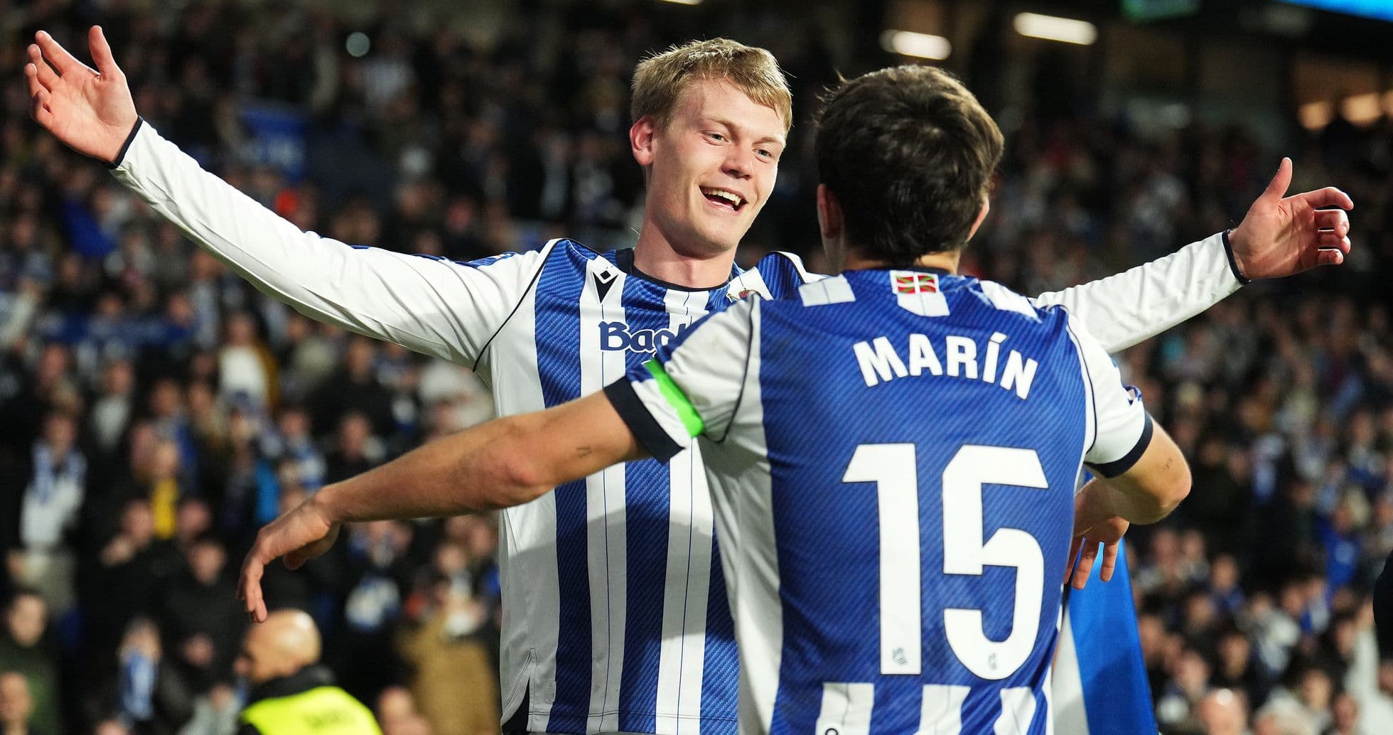Real Sociedad players celebrating a goal