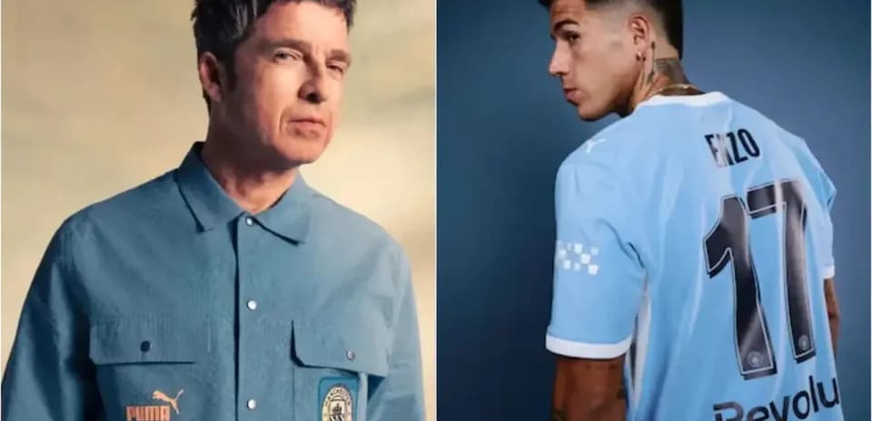 Two men: one in Puma shirt, one in football jersey