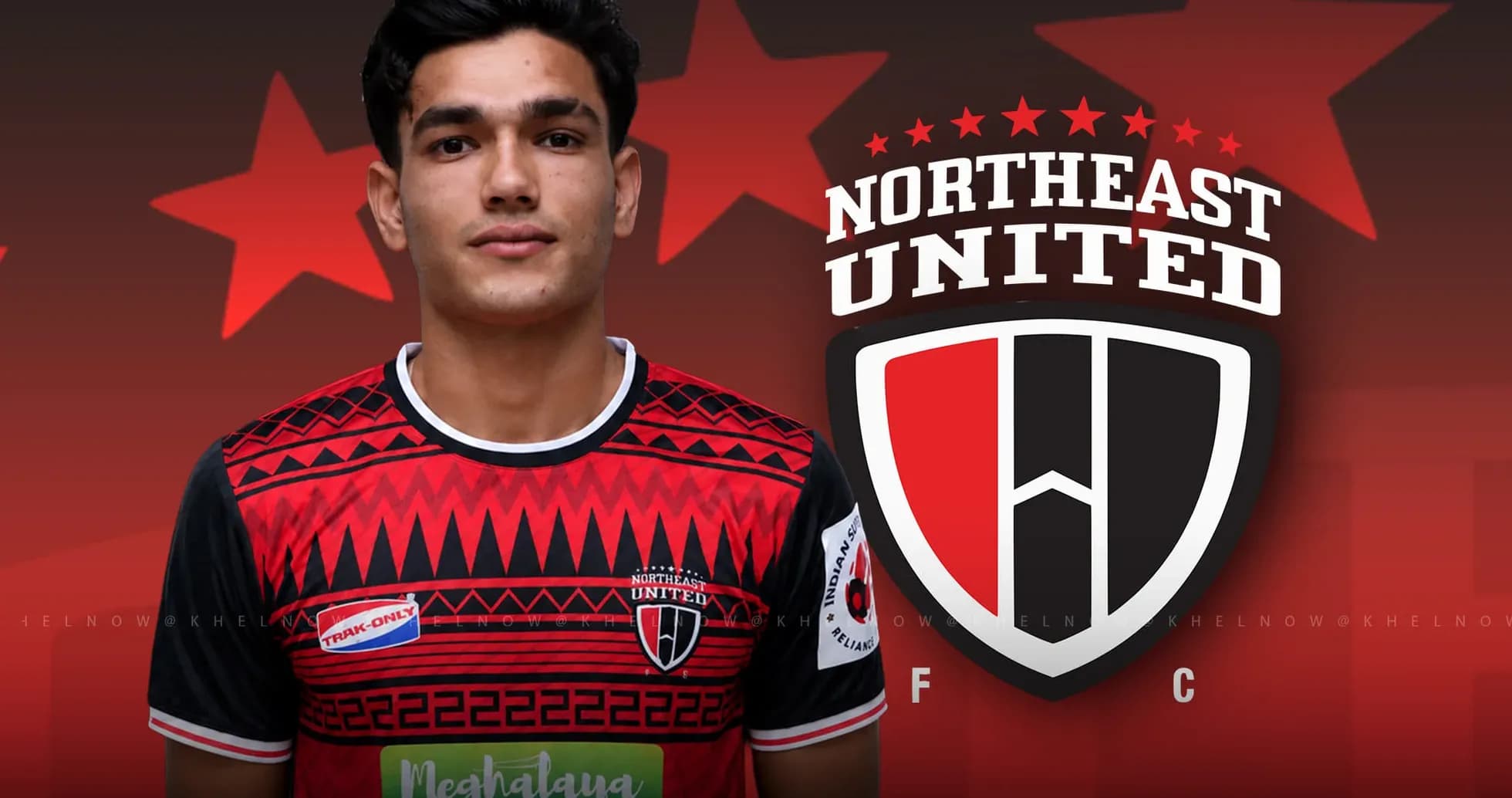 Player posing in Northeast United FC jersey
