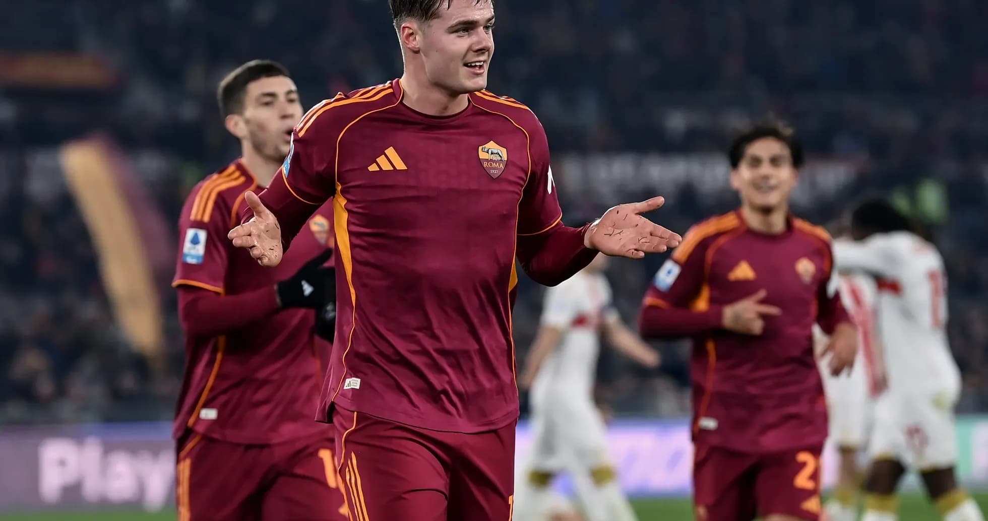 AS Roma player celebrating during Serie A match