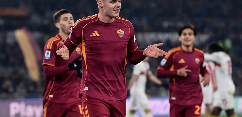 AS Roma player celebrating during Serie A match