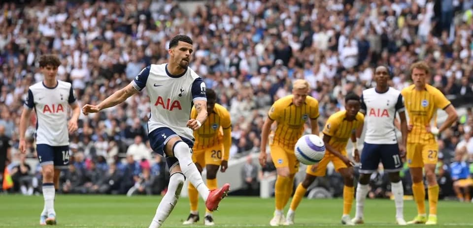 Tottenham player taking a penalty kick