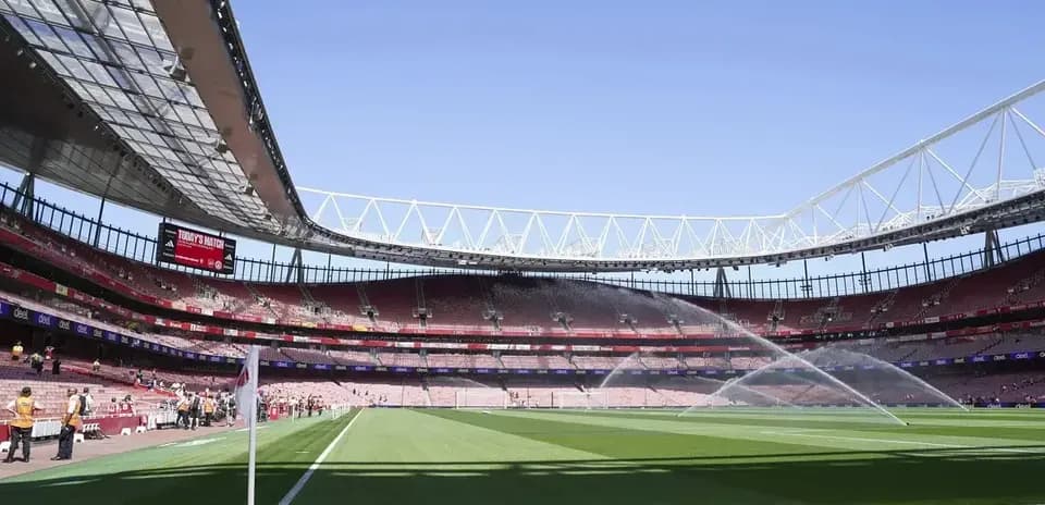 Arsenal stadium with watering system on the pitch