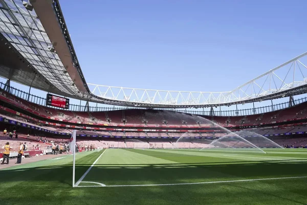 Arsenal stadium with watering system on the pitch