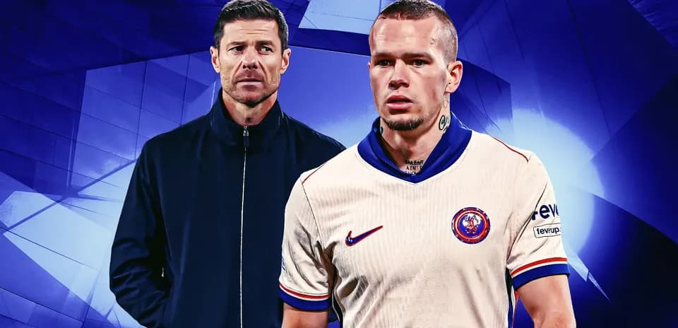 Coach and player in team jerseys with blue background