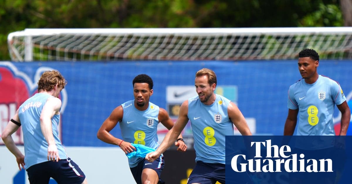 England players training on the pitch during session