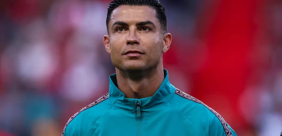 Cristiano Ronaldo during pre-match national anthem